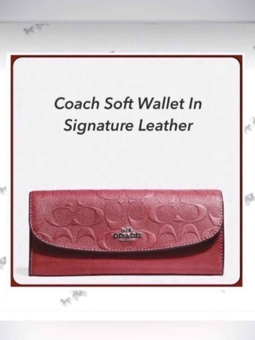💕Coach Signature Red Envelope Clutch Embossed Leather Wallet NWT! 👛